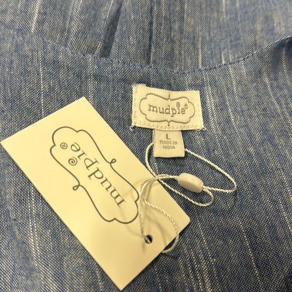 Mud Pie Women’s Blue Chambray Sleeveless Tiered Dress Size Large NEW - Picture 5 of 7